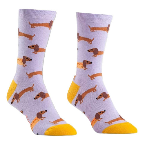 Dalmation Hot Dogs One Size Fits Most Purple Ladies Crew Socks