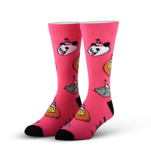 Party Animal Pink One Size Fits Most Crew Socks