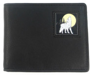 Howling Wolf Leather Bi-Fold Wallet