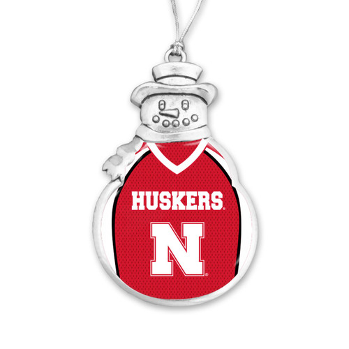 University of Nebraska Christmas Ornament - Snowman with Football Jersey