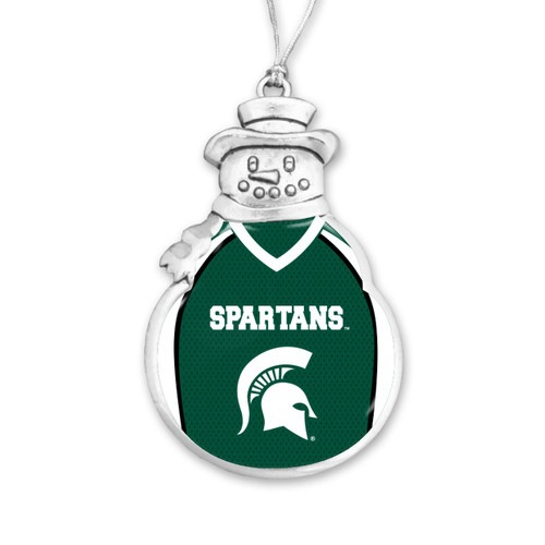 Michigan State Christmas Ornament - Snowman with Football Jersey