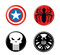 Captain America Punisher Spider-Man 4 Piece Button Set