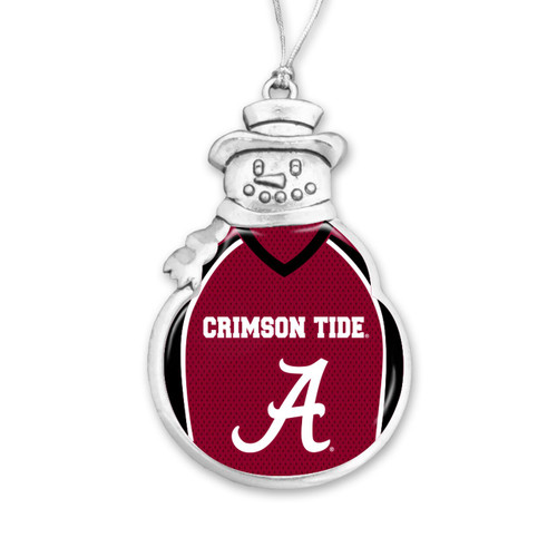 University of Alabama Christmas Ornament - Snowman with Football Jersey