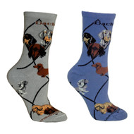 Bundle 2 Items: Dachshunds on Blue and on Gray Large Cotton Socks