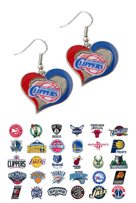 NBA Swirl Heart Earrings - Choose Your Team
