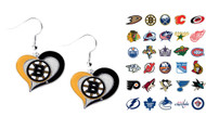 NHL Swirl Heart Earrings - Choose Your Team