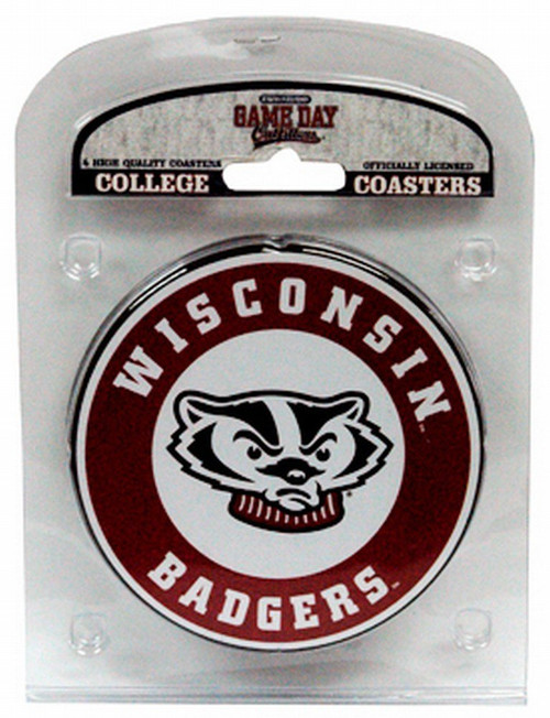 University of Wisconsin Coaster Set with Team Logo (Set of 4)