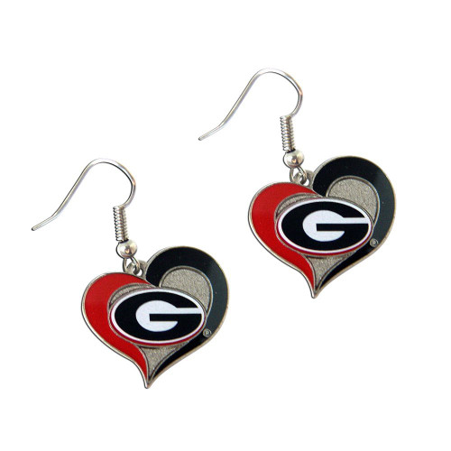 University Of Georgia Swirl Heart Earrings