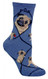 Pug Dog Blue Large Cotton Socks
