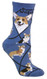 Pembroke Welsh Corgi Dog Blue Large Cotton Socks