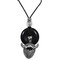 Bison Skull Adjustable Cord Necklace with Onyx Colored Disc