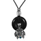 Wolf Dream Catcher Adjustable Cord Necklace with Onyx Colored Disc
