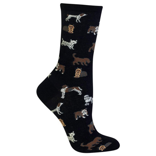 Classic Dogs Black Ladies Crew Socks