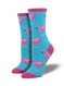 Flamingo One Size Fits Most Sky Blue Ladies Socks