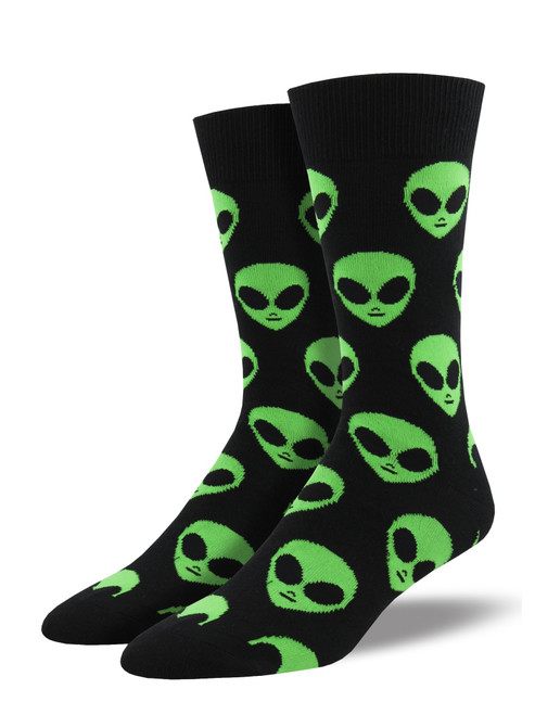 Aliens We Come in Peace One Size Fits Most Black Mens Socks
