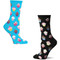 Bundle 2 Items: Cupcakes Black and Light Blue One Size Fits Most Womens Socks