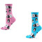 Bundle 2 Items: Dogs and Bones Pink and Turquoise One Size Fits Most Womens Socks