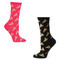 Bundle 2 Items: Pizza Black and Hot Pink One Size Fits Most Womens Socks