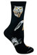 Owl Head Black Ladies Socks