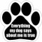 Everything my dog says about me is true Paw Print Magnet
