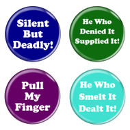Fart Humor Funny Phrases 1.5" Pinback Buttons 4 Pack