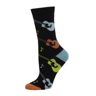 Listen to the Music Bamboo One Size Fits Most Black Ladies Socks