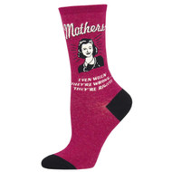 Mothers Know Best Even When They're Wrong They're Right! One Size Fits Most Wine Heather Ladies Socks