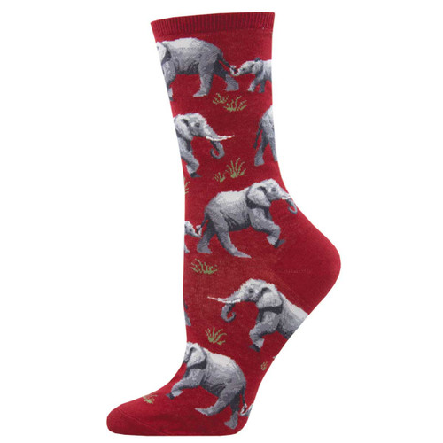 Elephants Raising A Herd One Size Fits Most Red Ladies Socks