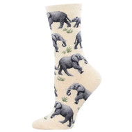 Elephants Raising A Herd One Size Fits Most Ivory Heather Ladies Socks