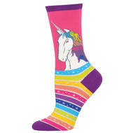 Unicorn Rainbow Hair Don't Care One Size Fits Most Pink Ladies Socks