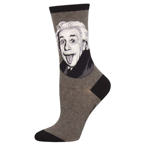 Einstein Portriat One Size Fits Most Gray Heather Ladies Socks