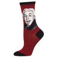 Einstein Portriat One Size Fits Most Red Ladies Socks