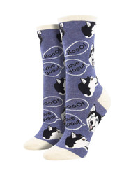 Wolf Howling For You One Size Fits Most Denim Heather Ladies Socks