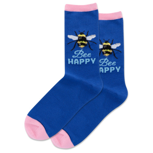 Bee Happy Dark Blue Ladies Crew Socks