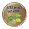 Enthoozies Beer Makes Me Hoppy Wood Grain 1.5" Refrigerator Magnet