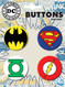 Superman Batman Green Lantern Flash Logos 4 Piece Button Set