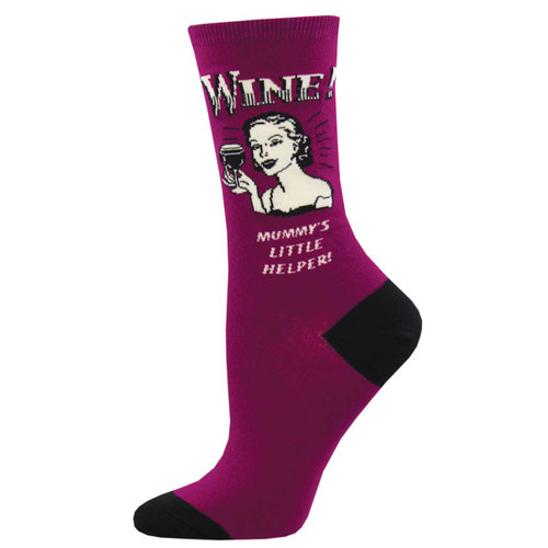 Wine Mummy's Little Helper One Size Fits Most Purple Ladies Socks