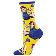 Rosie the Riveter One Size Fits Most Yellow Ladies Socks
