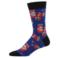 Beer Can Crushing It One Size Fits Most Blue Mens Socks