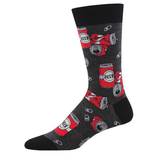 Beer Can Crushing It One Size Fits Most Charcoal Mens Socks