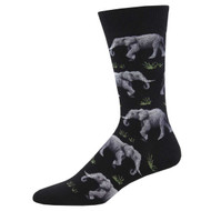 Elephant Raising a Herd One Size Fits Most Black Mens Socks
