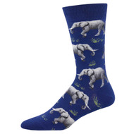 Elephant Raising a Herd One Size Fits Most Blue Mens Socks