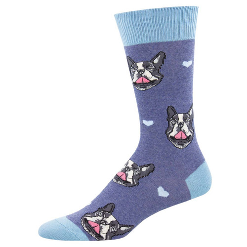 French Bulldog French Kiss One Size Fits Most Blue Heather Mens Socks