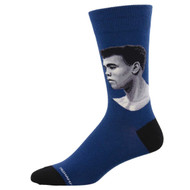 Muhammad Ali Portrait One Size Fits Most Blue Mens Socks