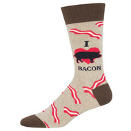I Love Bacon One Size Fits Most Hemp Heather Mens Socks