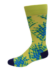 Tie Dye Neon Yellow Mens Crew Socks