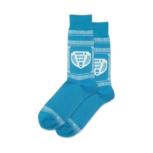 Have a Nice Day Turquoise Mens Crew Socks