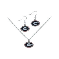 University of Georgia Logo Dangle Earrings and Pendant Necklace Set