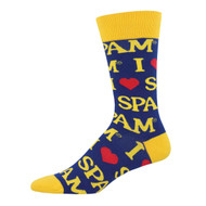 Spam One Size Fits Most Spam Blue Mens Socks