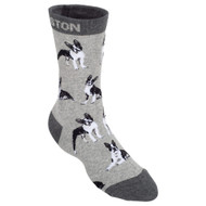 Boston Terrier Grey Ladies Socks  (Fits Shoe Size 6-9)